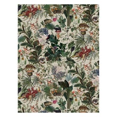 Moooi - Grand tapis rectangulaire ivoire à poils bas en polyamide représentant des animaux disparus