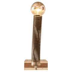Spring Pillar Table Lamp with Exposed Bulb