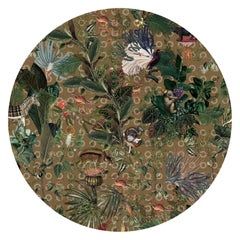 Tapis rond Moooi Small Menagerie of Extinct Animals Curry en polyamide à poils bas