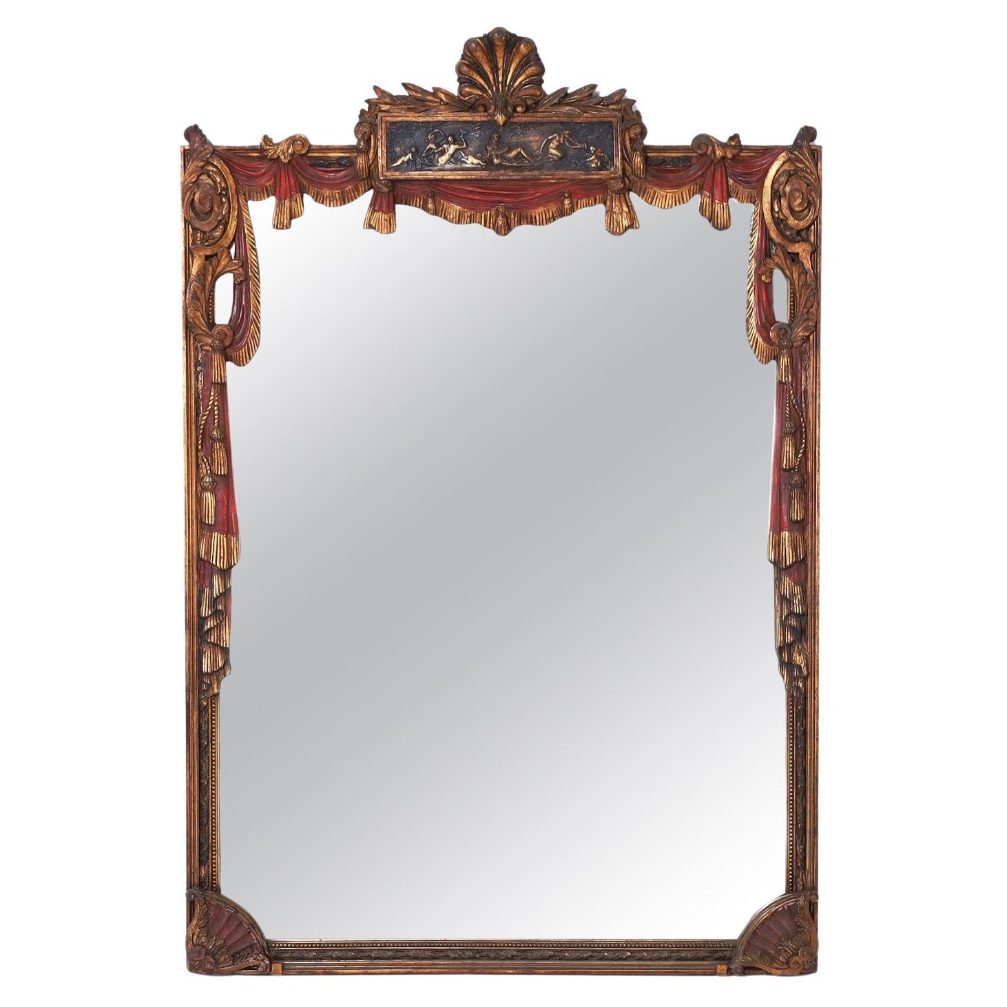 Carved and Painted Neoclassic Frame and Mirror For Sale