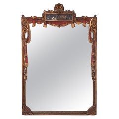 Antique Carved and Painted Neoclassic Frame and Mirror