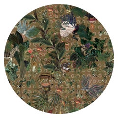 Moooi Small Menagerie of Extinct Animals Curry Round Rug in Soft Yarn Polyamide