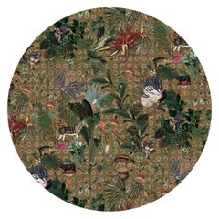 Tapis rond Moooi - Grande ménagerie d'animaux disparus - Curry en polyamide de fil souple