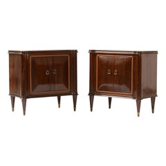20th Century Brown Italian Pair of Mahogany, Brass Bedside Tables by Paolo Buffa