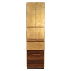 Vintage Paul Evans and Phillip Lloyd Powell Gold Leaf and Walnut Studio Cabinet, 1963