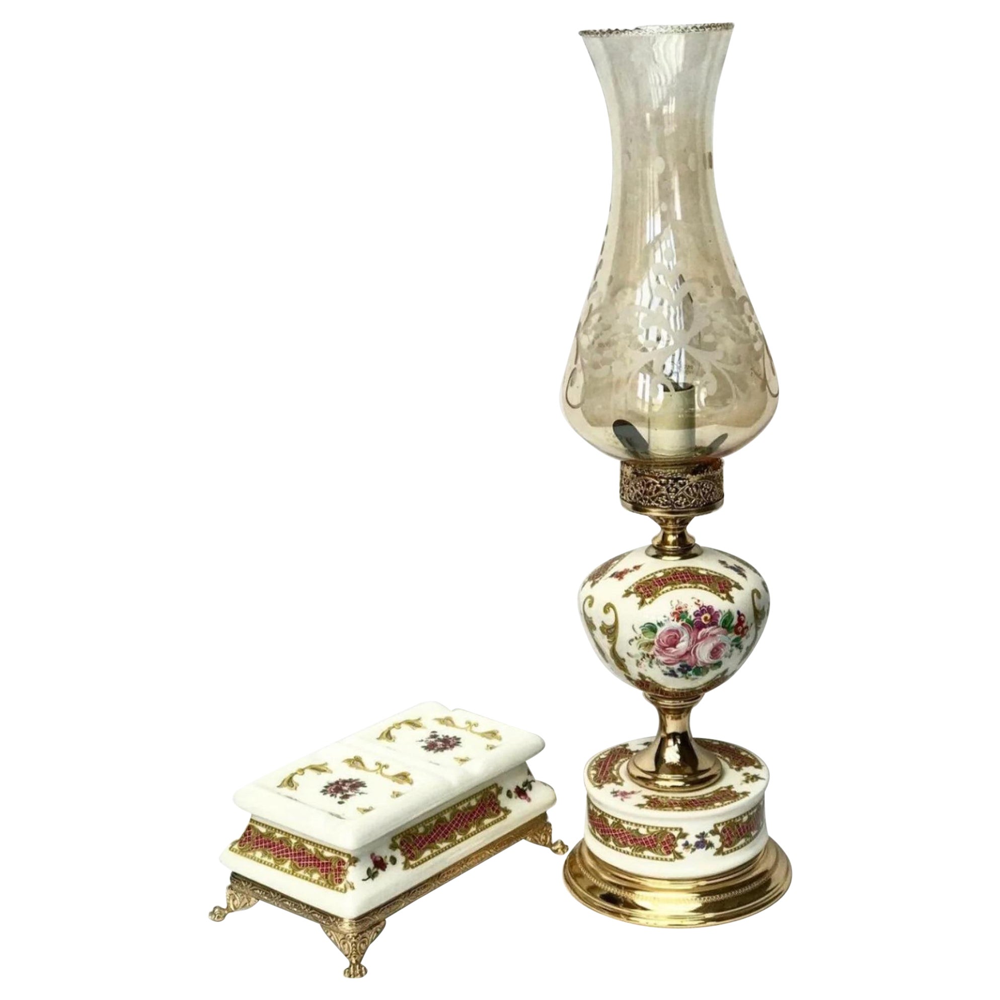 Italian Table Lamp and Jewelry Box from Alfa Ceramiche