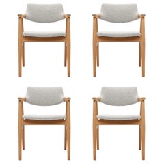 Danish Dining Arm Chairs (4) by Svend Eriksen in Dedar 'Karakorum' Bouclé Fabric