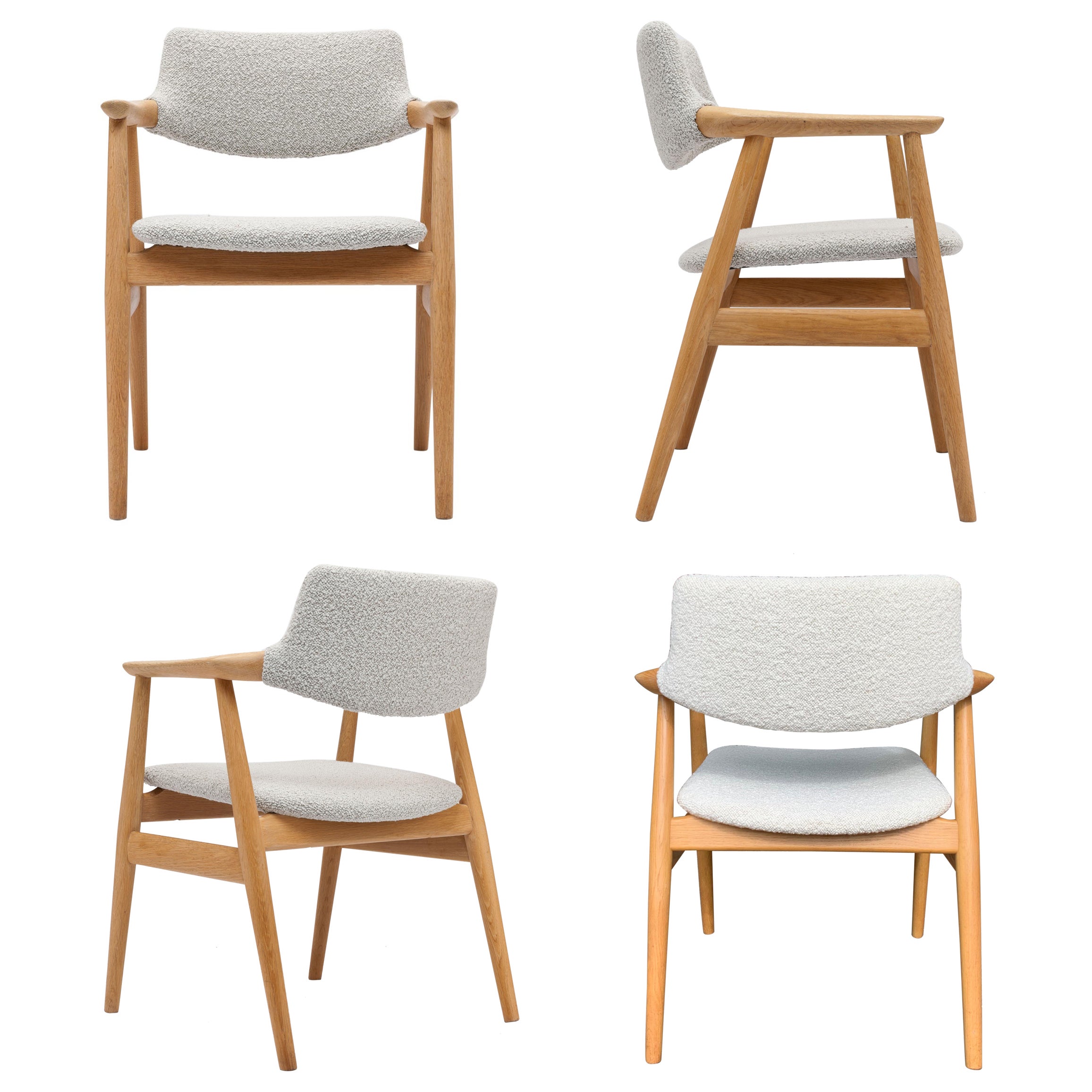 Fauteuils de salle à manger Svend Åge Eriksen, tissu bouclé Dedar 'Karakorum', Glostrup en vente