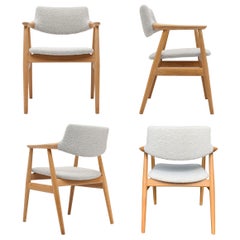 Svend Åge Eriksen Dining Arm Chairs, Glostrup - Dedar 'Karakorum' Bouclé-Stoff