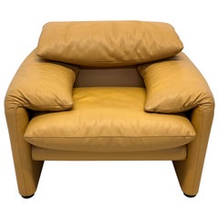 Vico Magistretti Maralunga Leather Lounge Chair for Cassina, 1980s