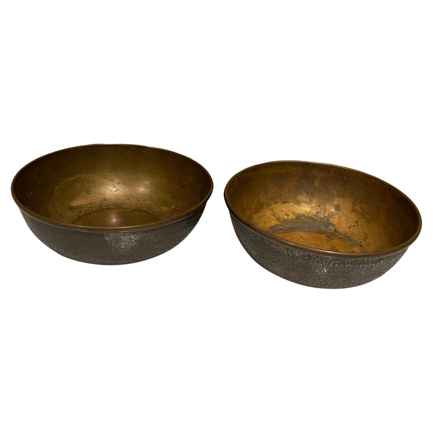 1920s Antique Art Deco Brass Bowls by Corfalgar London England For Sale