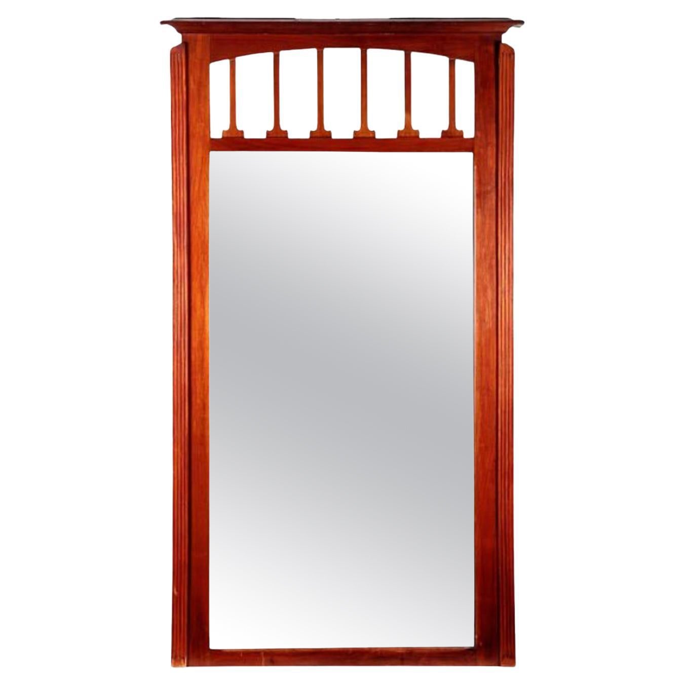 Large French Mahogany Wall Mirror by Maison Koenig, Liège, 1895 For Sale