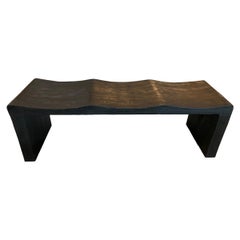 Andrianna Shamaris Teak Wood Triple Burnt Wave Bench