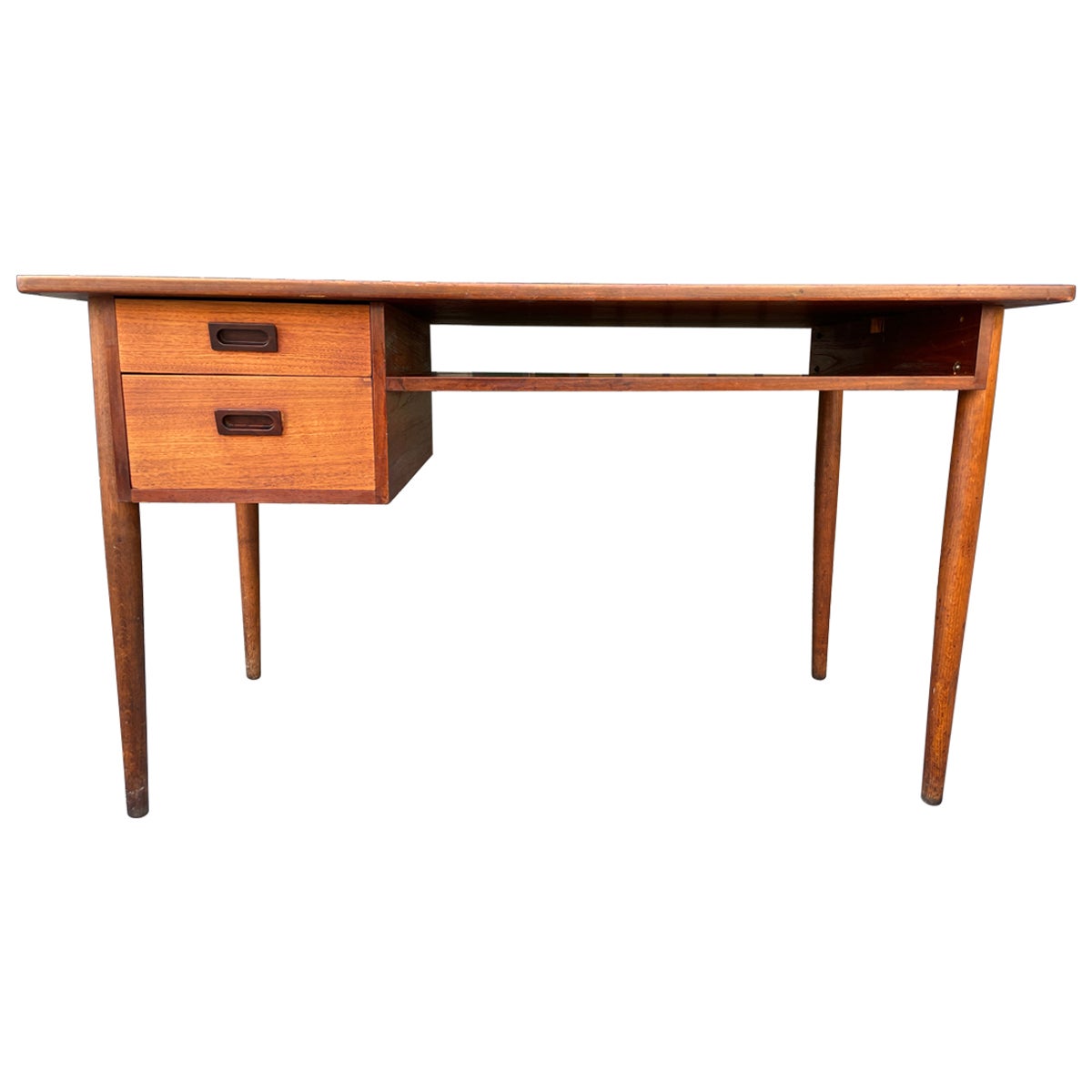 Midcentury Danish Modern Teak Desk 2 Drawers For Sale