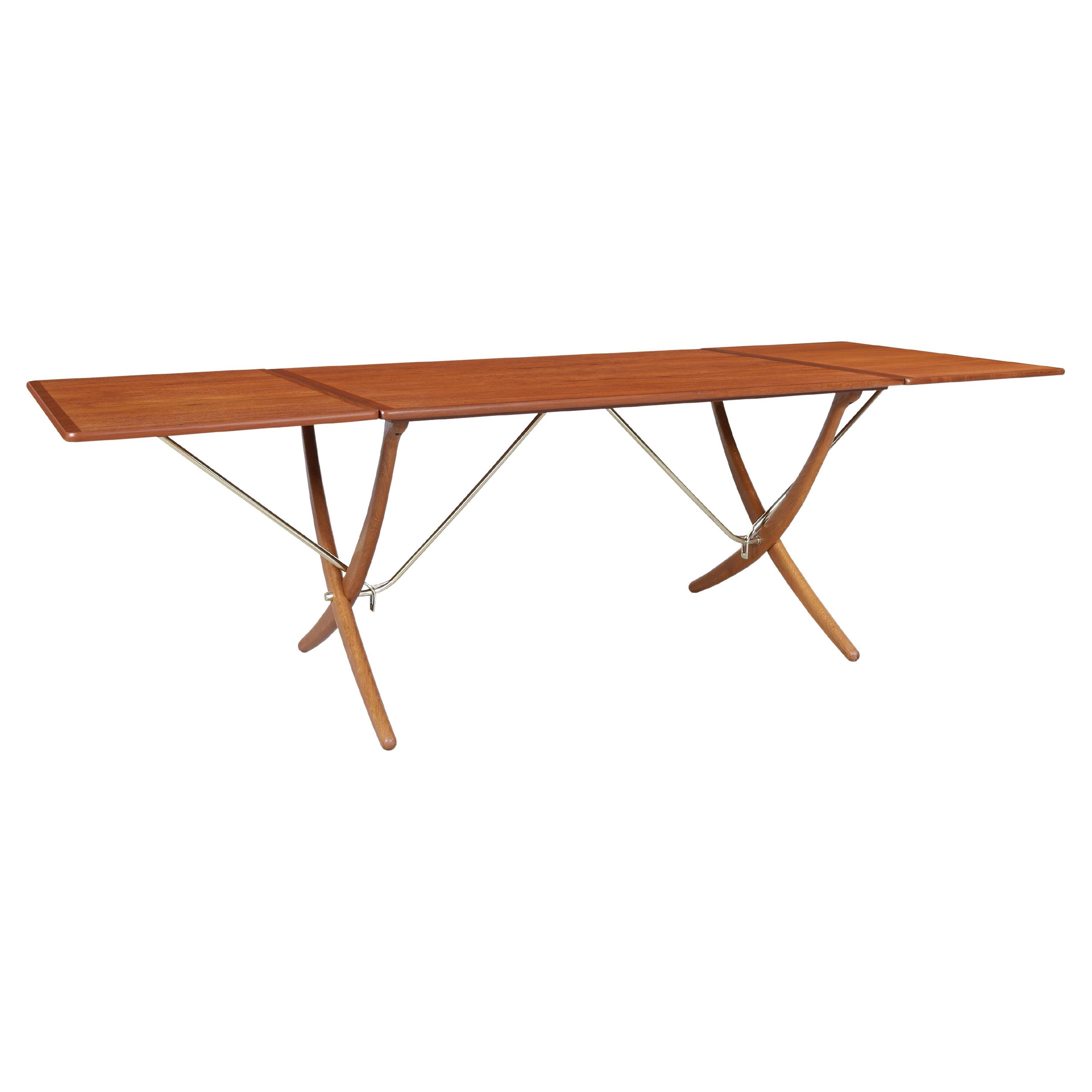 Table de salle à manger danoise moderne AT-304 en teck et chêne de Hans J. Wegner en vente