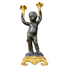 Lamp in Gilt Bronze and Patinated Bronze Napoleon III Attributed to Henry Dasson