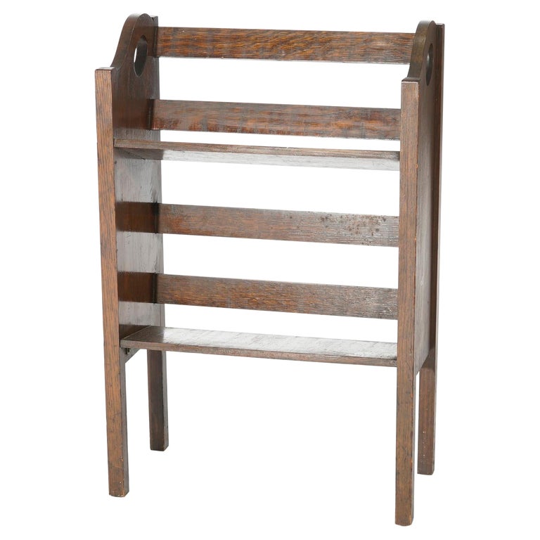 Antique Arts and Crafts Stickley School Oak Book Rack, Circa 1910 For ...