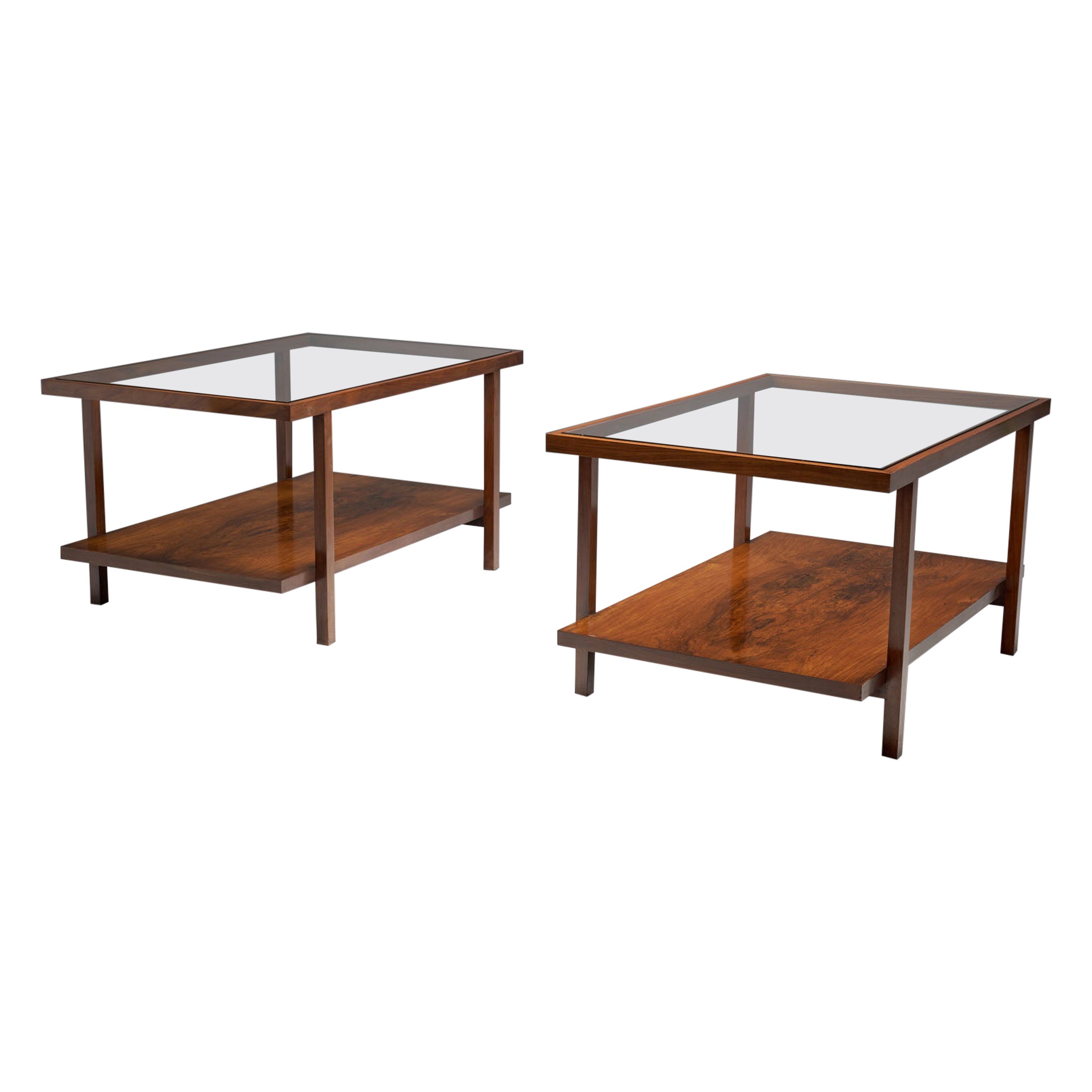 A Pair of Rectangular Branco and Preto Side Tables in Caviuna Wood, Brazil 1960s