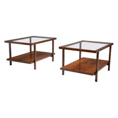 Retro A Pair of Rectangular Branco and Preto Side Tables in Caviuna Wood, Brazil 1960s