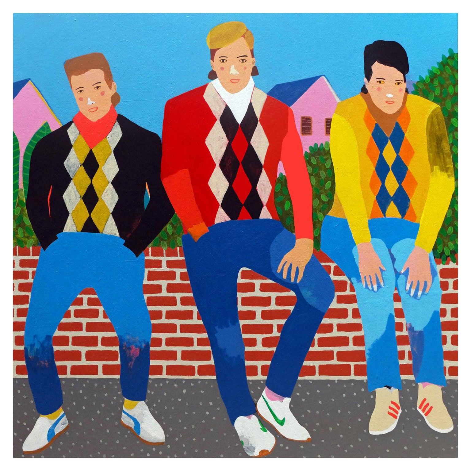 'The Casuals' Portrait Painting by Alan Fears Pop Art Fashion, 1980s