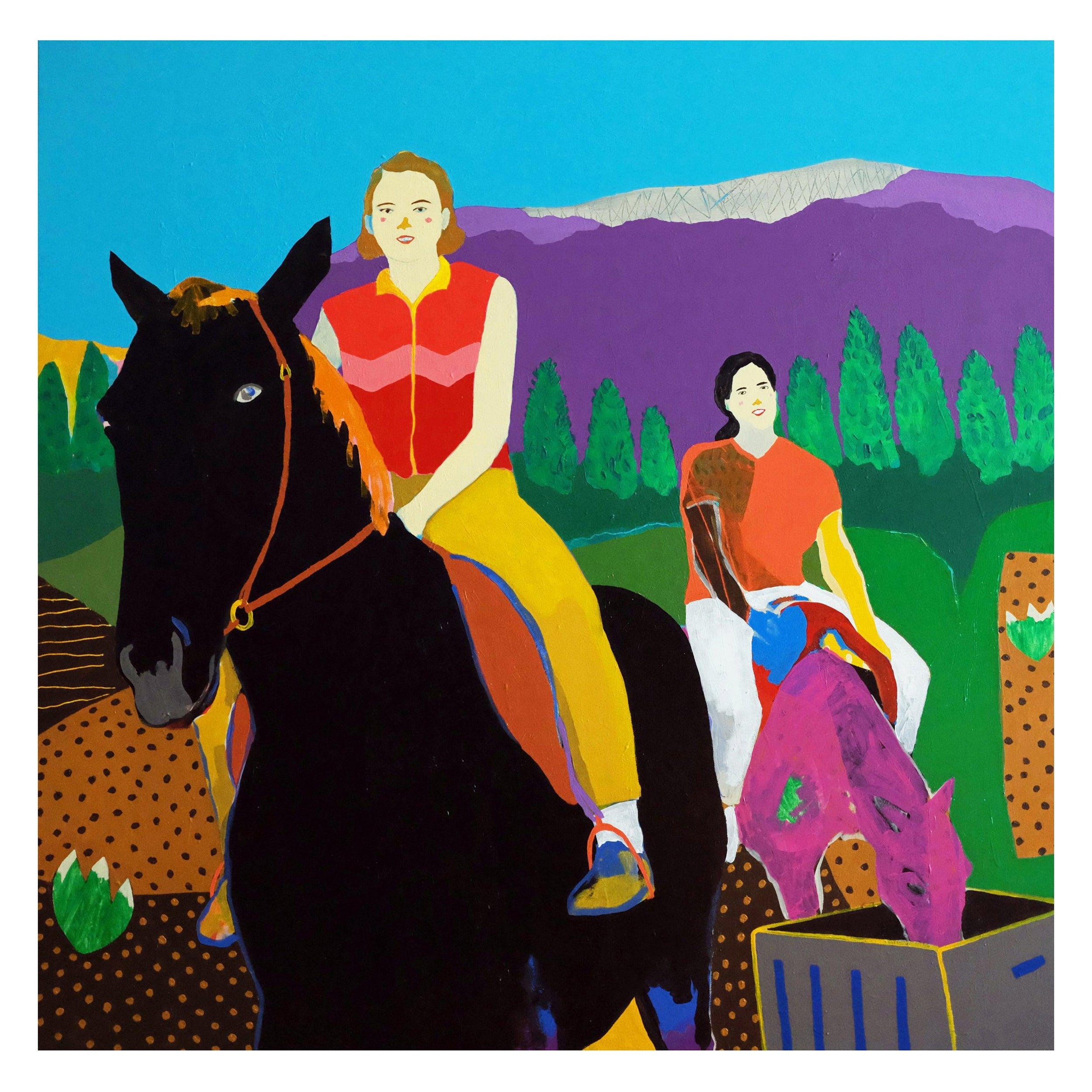 'The Beginners' Portrait Painting by Alan Fears Pop Art Horses