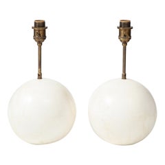 Pair of Creme White Plaster Table Lamps by Facto Atelier Paris, France, 2020