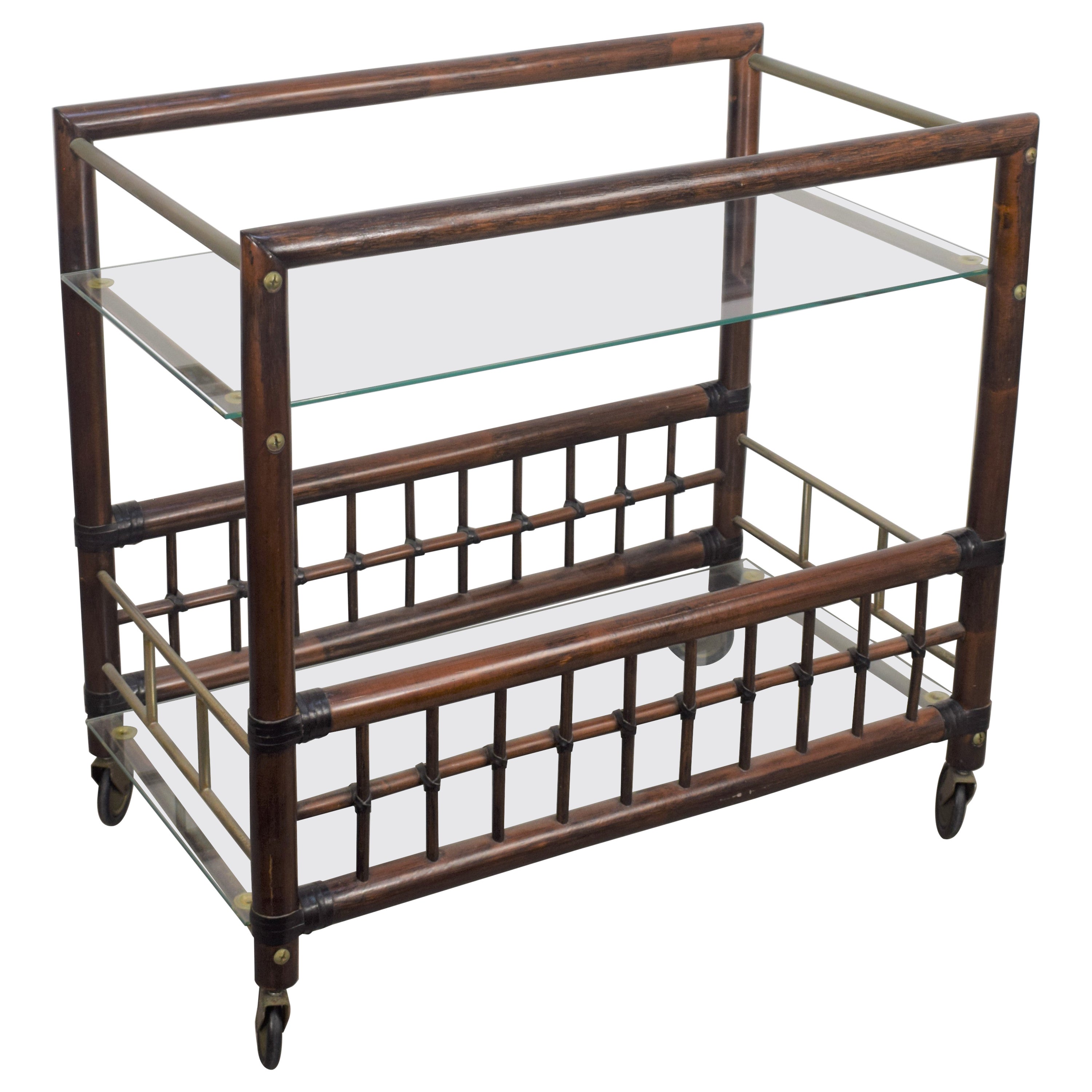 Italian Bar Cart in the style of Afra and Tobia Scarpa, 1960s For Sale