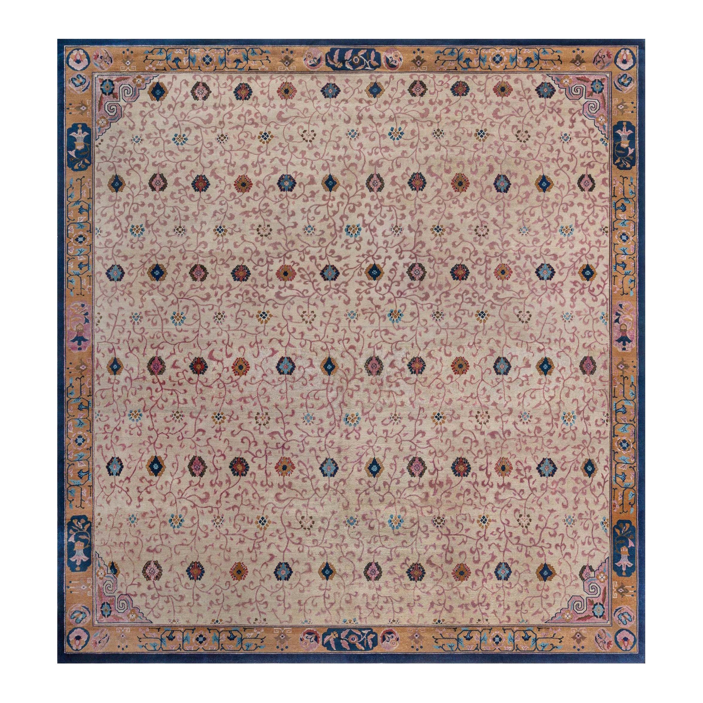 Doris Leslie Blau Collection Antique Chinese Rug Size Adjusted For Sale