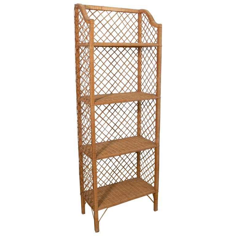 Spanish Handmade Wicker Shelf with Shelves For Sale at 1stDibs