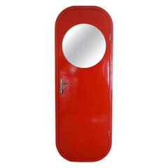 Charlotte Perriand Red Fiberglass Door with Frame & Mirror, Les Arcs France 1968