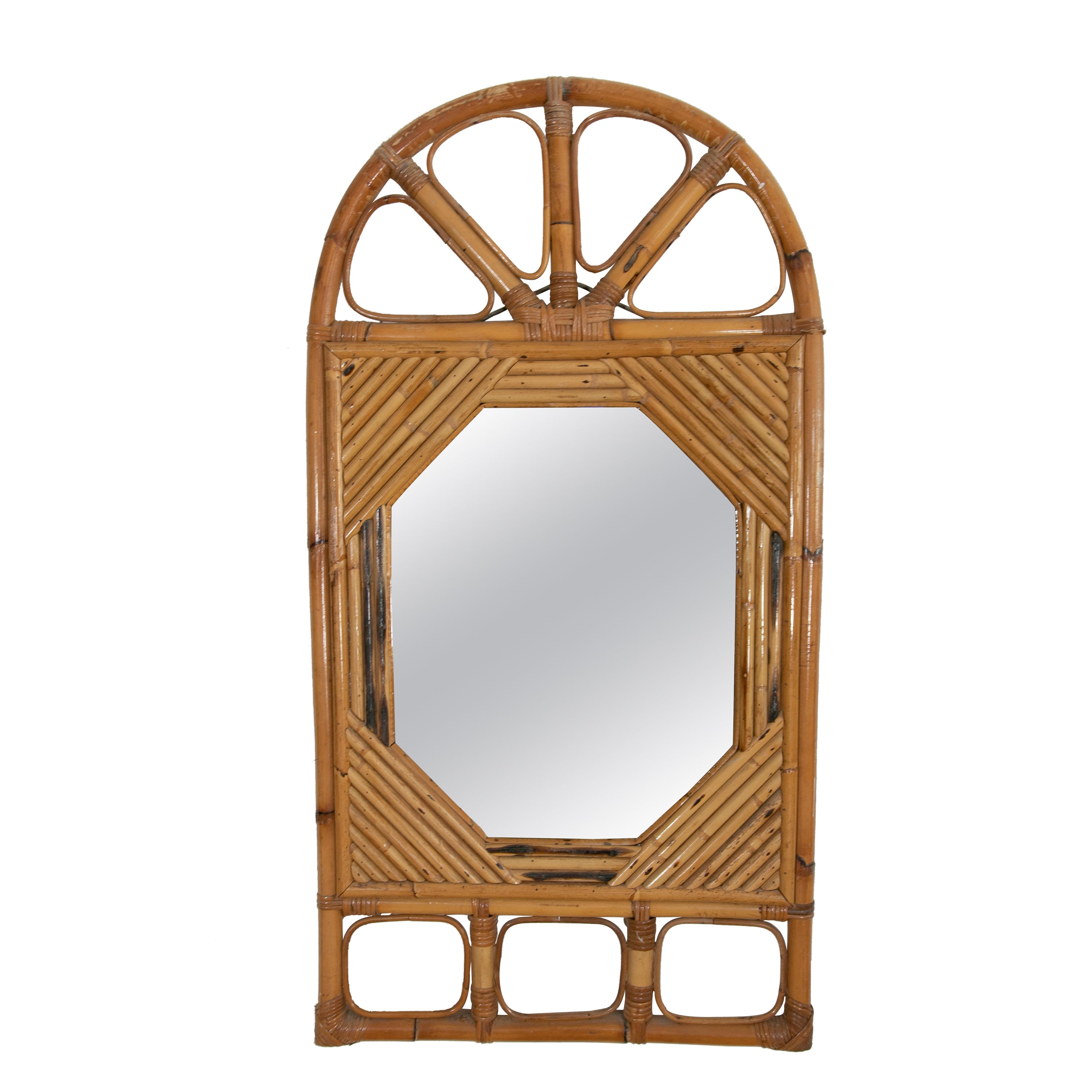 1980s, Spanish Handmade Bamboo Mirror For Sale