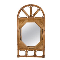 1980s, Spanish Handmade Bamboo Mirror