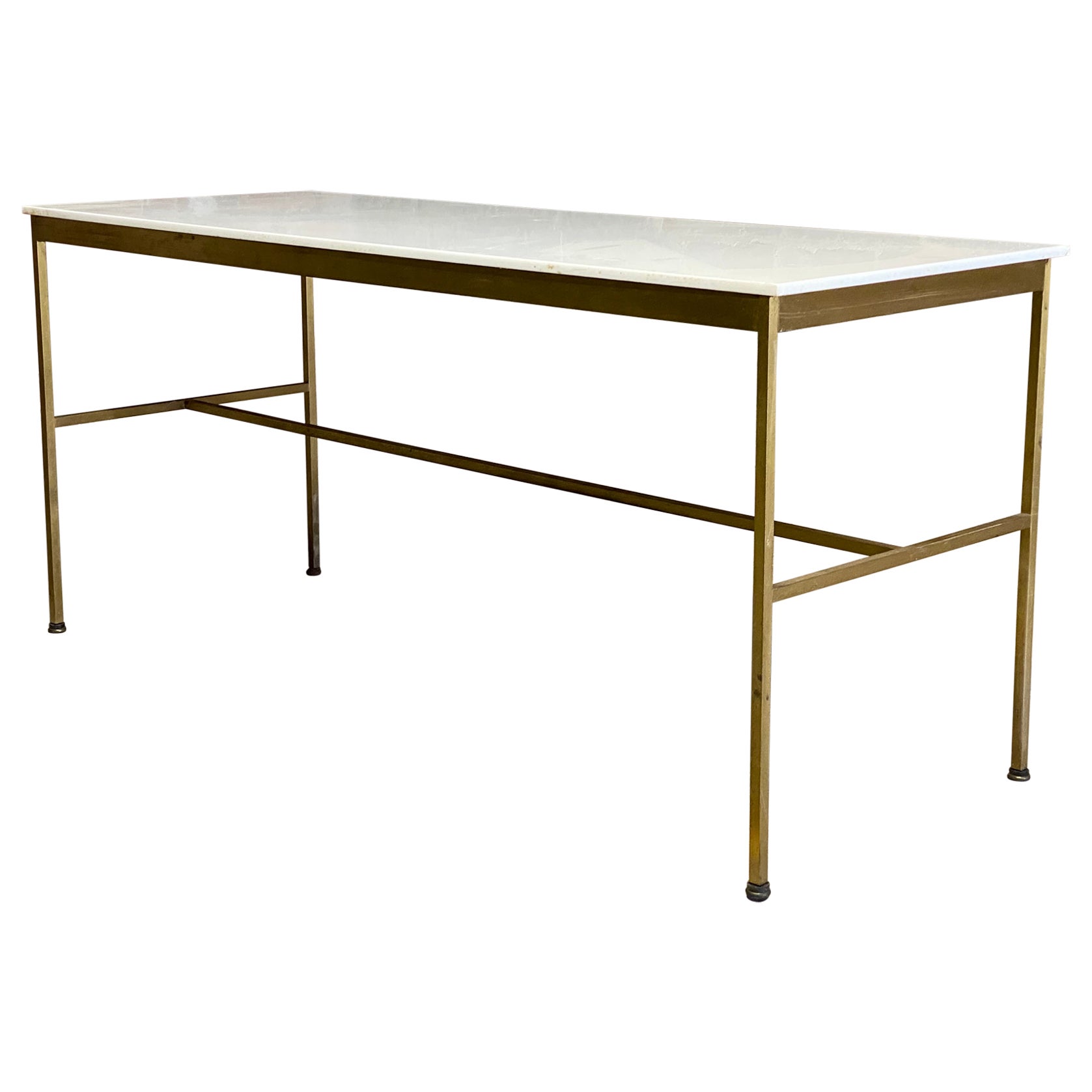 Paul McCobb for Calvin Vitrolite and Brass Console Table