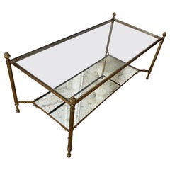 Elegant Neoclassical Two Tier Brass Table by Maison Jansen, France, 1960