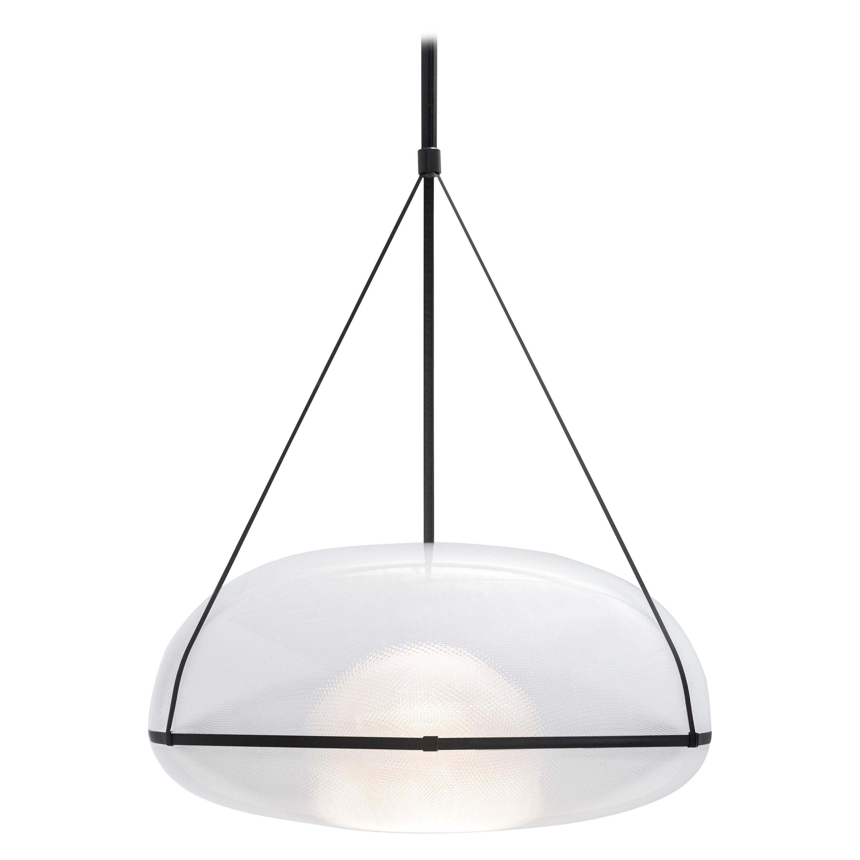 Contemporary Black Pendant Lamp 'Iris', A/B