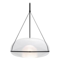 Contemporary Black Pendant Lamp 'Iris', A/B