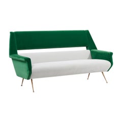 Newly Upholstered Gigi Radice Sofa in Green and Grey for Minotti, Italy, 1950s