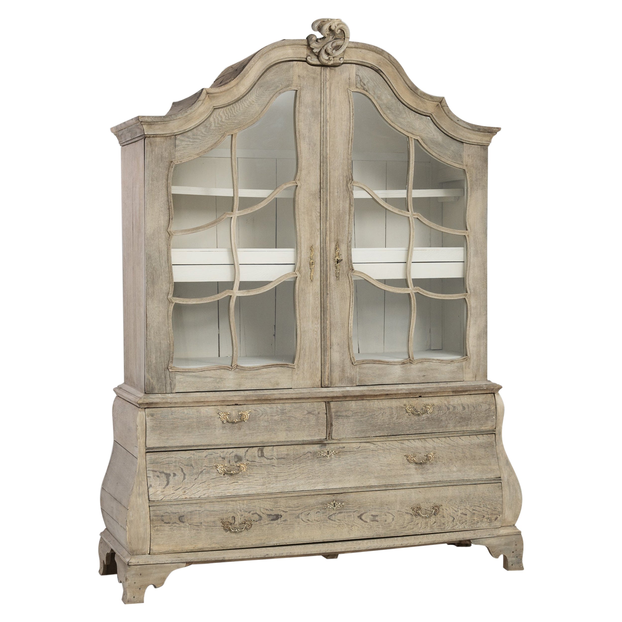 1800s Dutch Oak Vitrine For Sale