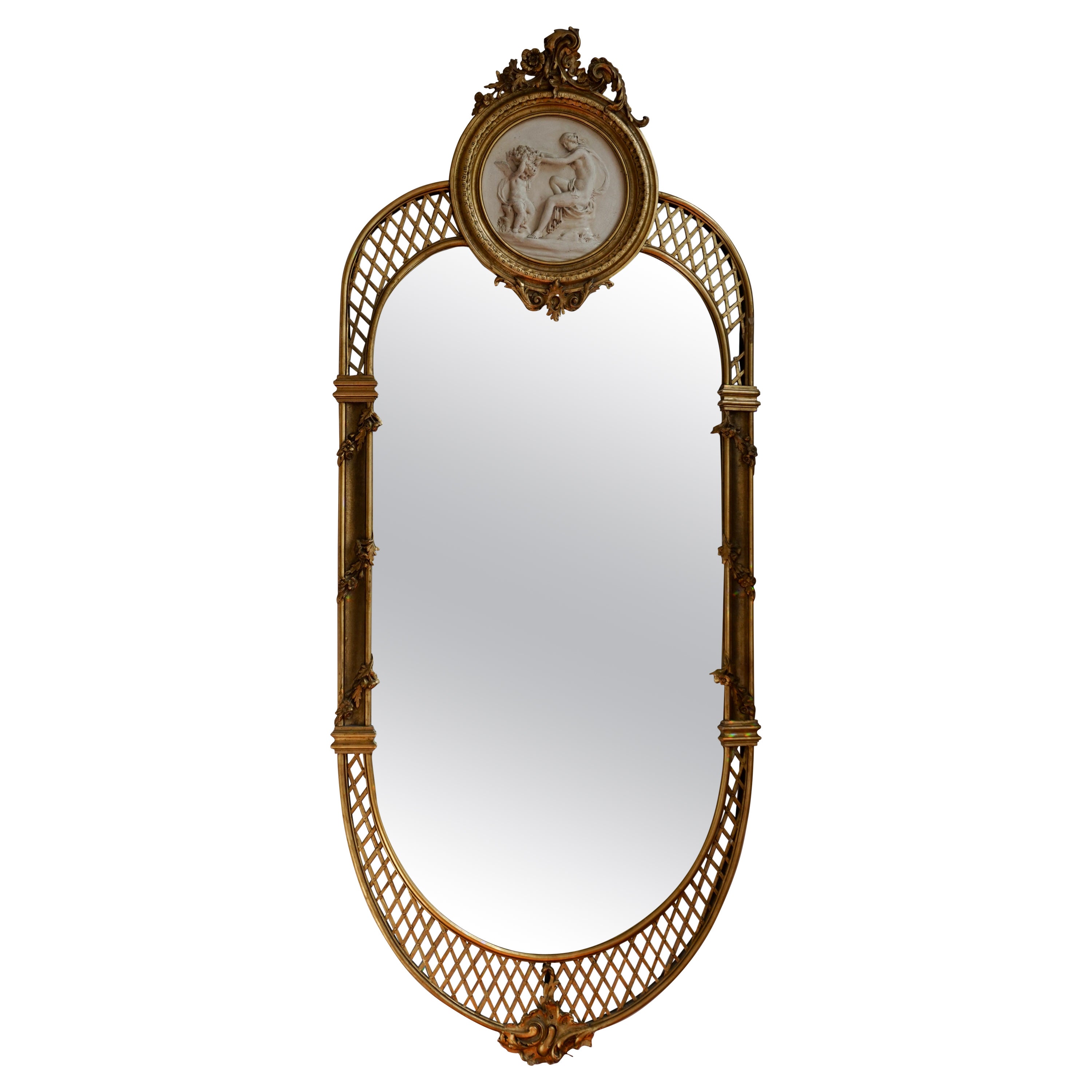 19th Century Monumental Italian Rococo Floor Mirror For Sale