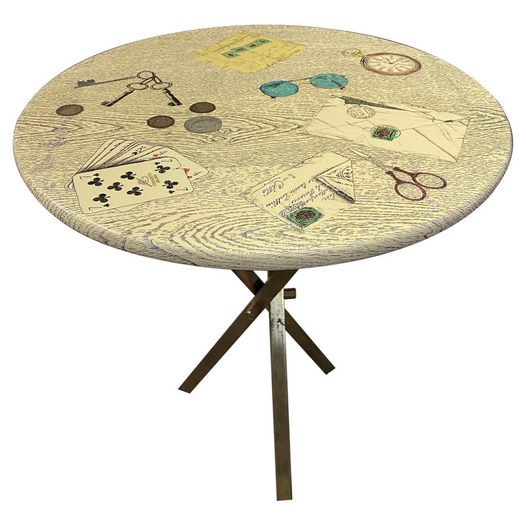 Piero Fornasetti Milano Signed Mid-Century Modern Side Table For Sale