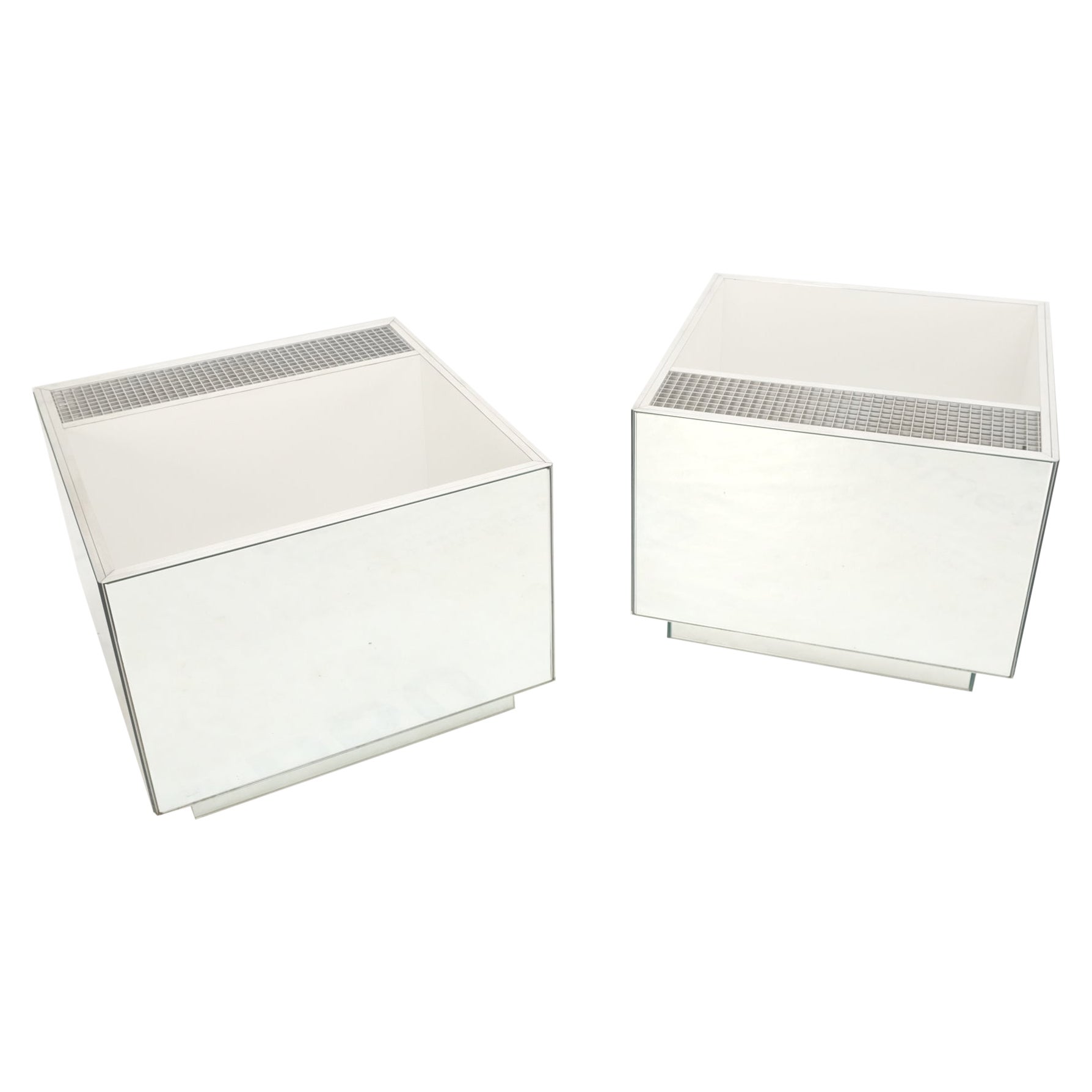 Pareja de Jardineras de Caja de Espejo Muy Finas Luces Cajas de Acero Inoxidable en venta