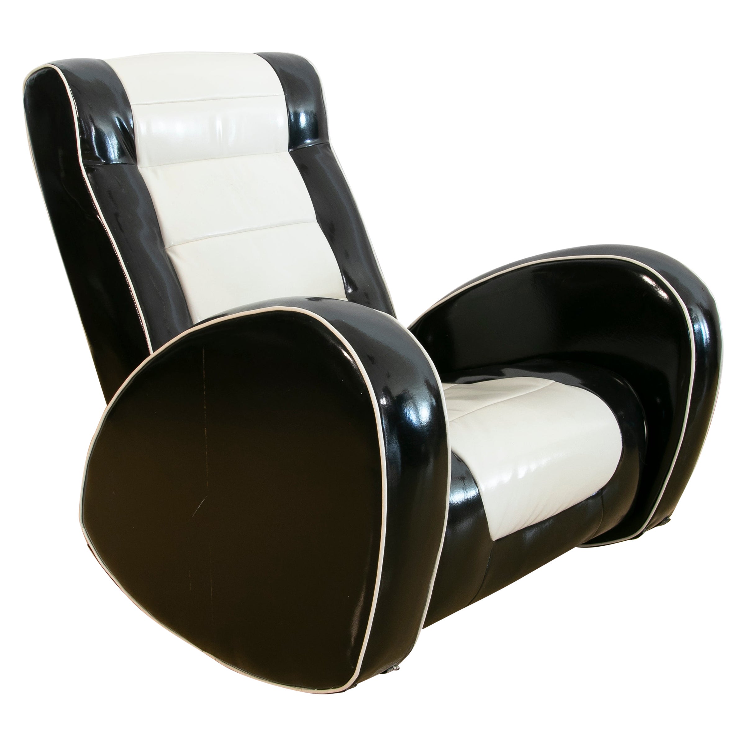 1980s, Black and White Rocking Armchair  For Sale