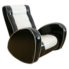 1980s, Black and White Rocking Armchair 