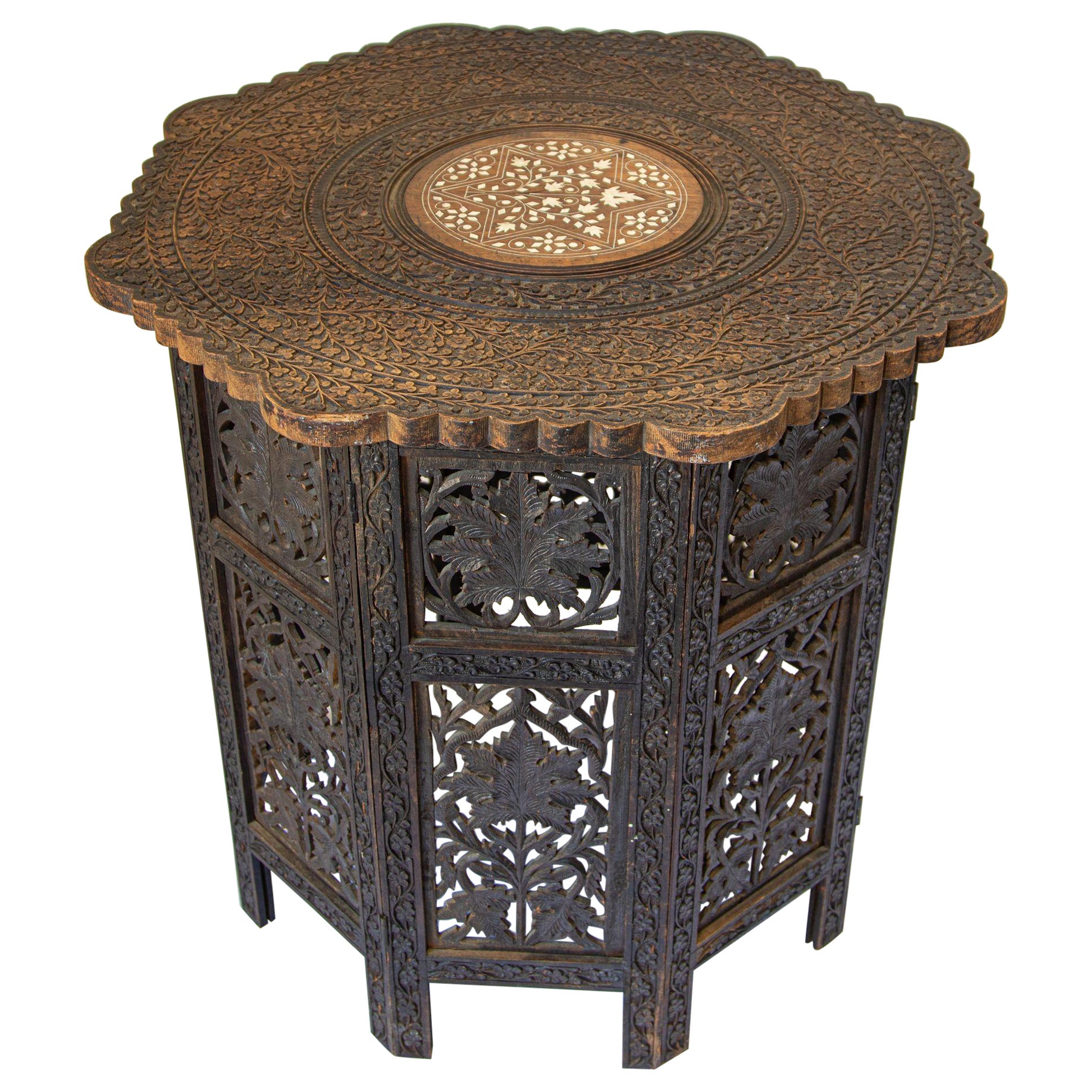 19th Century Intricately Carved Anglo-Indian Side Table