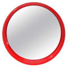 1980s, Vintage Interdesign Round Red Plastic Mirror