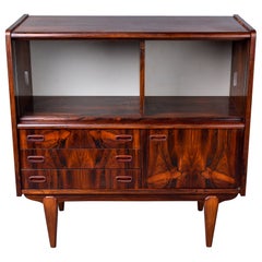 Used Mid Century Scandinavian Rosewood Bar Cabinet with Sliding Glass Doors