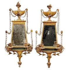 Pair of Early 19th Century English Neoclassical Mirrored Sconces