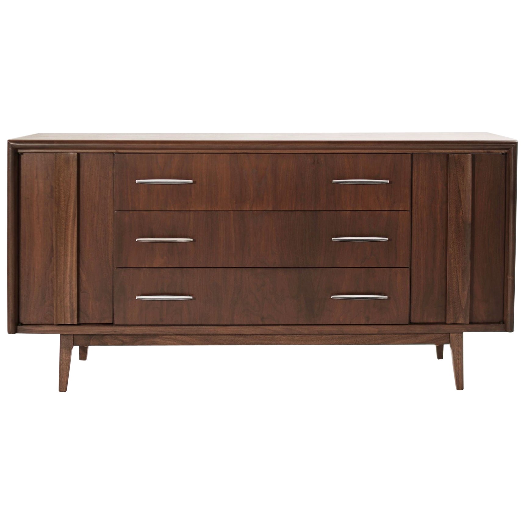 Mid-Century Modern Natural Walnut Credenza