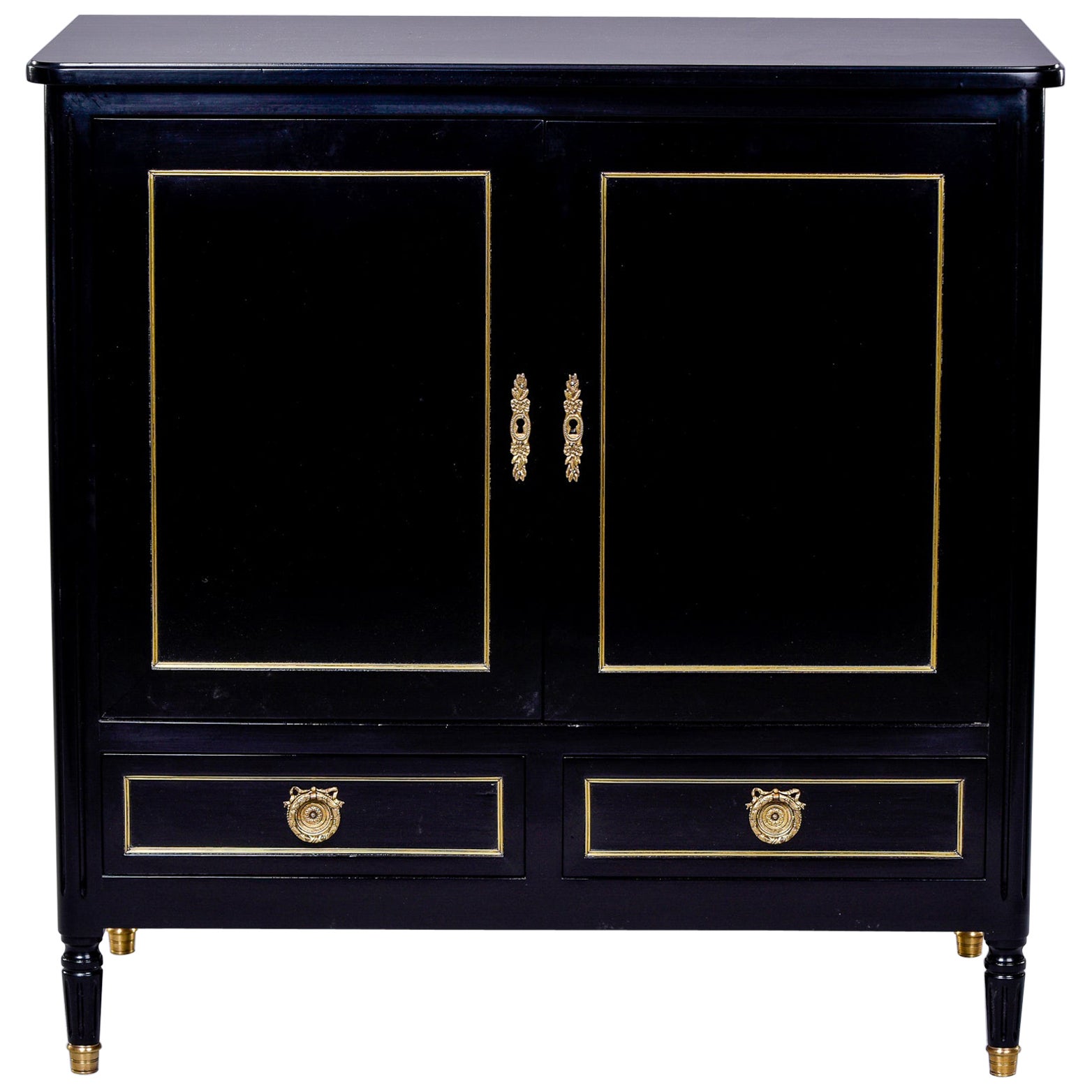 Early 20th C Louis XVI Style Ebonised Side Cabinet