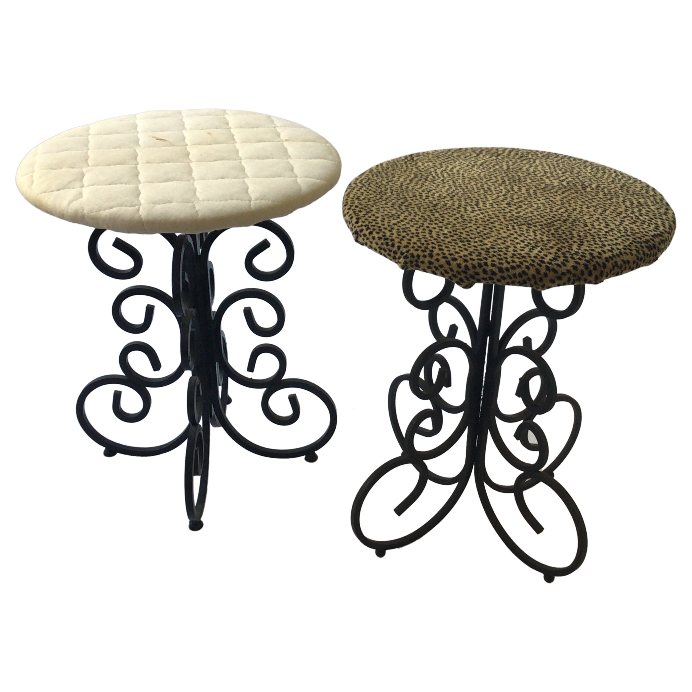 Pair of 1950s Arthur Umanoff Iron Footstools For Sale